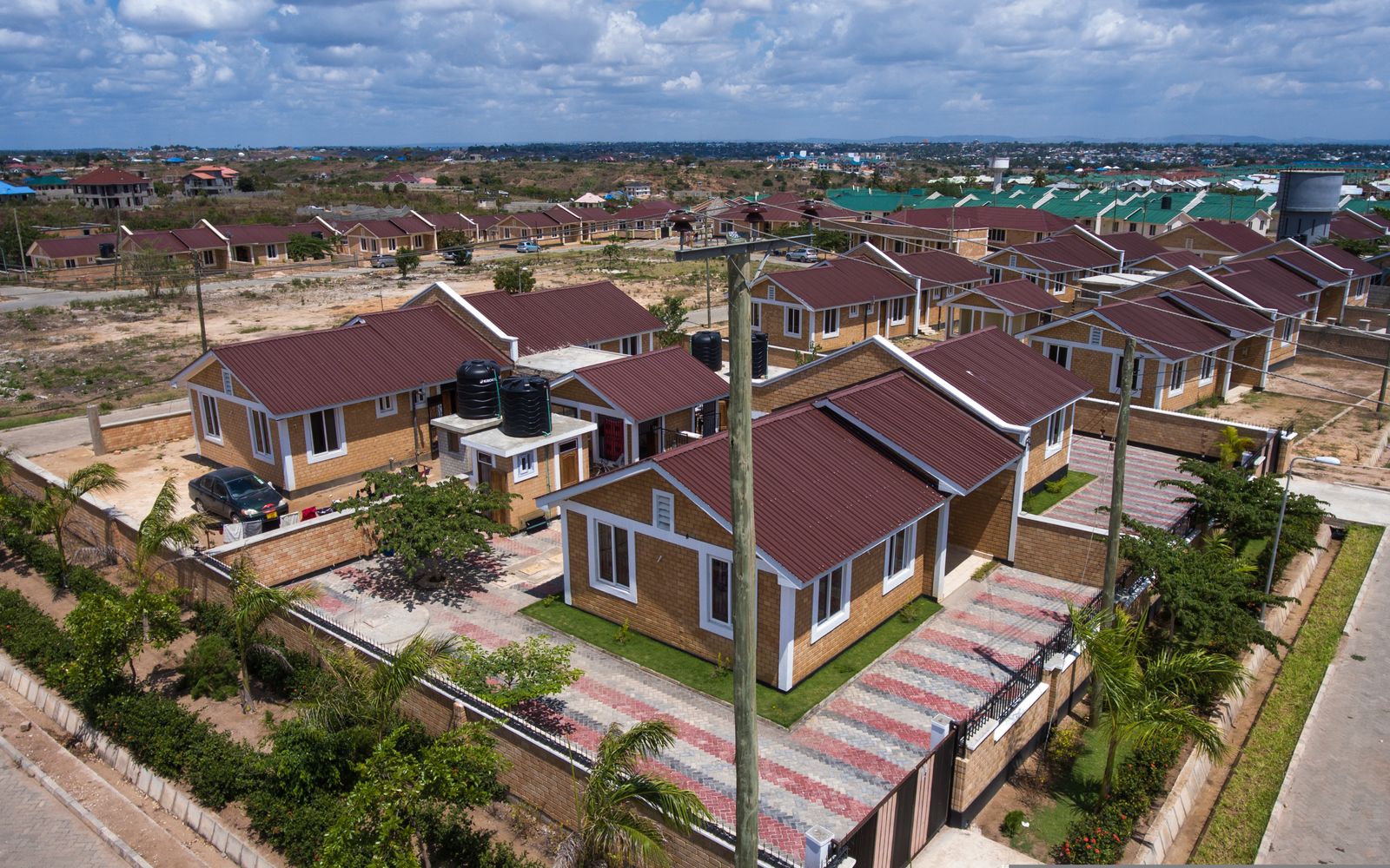 Aerial view of the completed NHC affordable housing estate at Kibada, Kigamboni