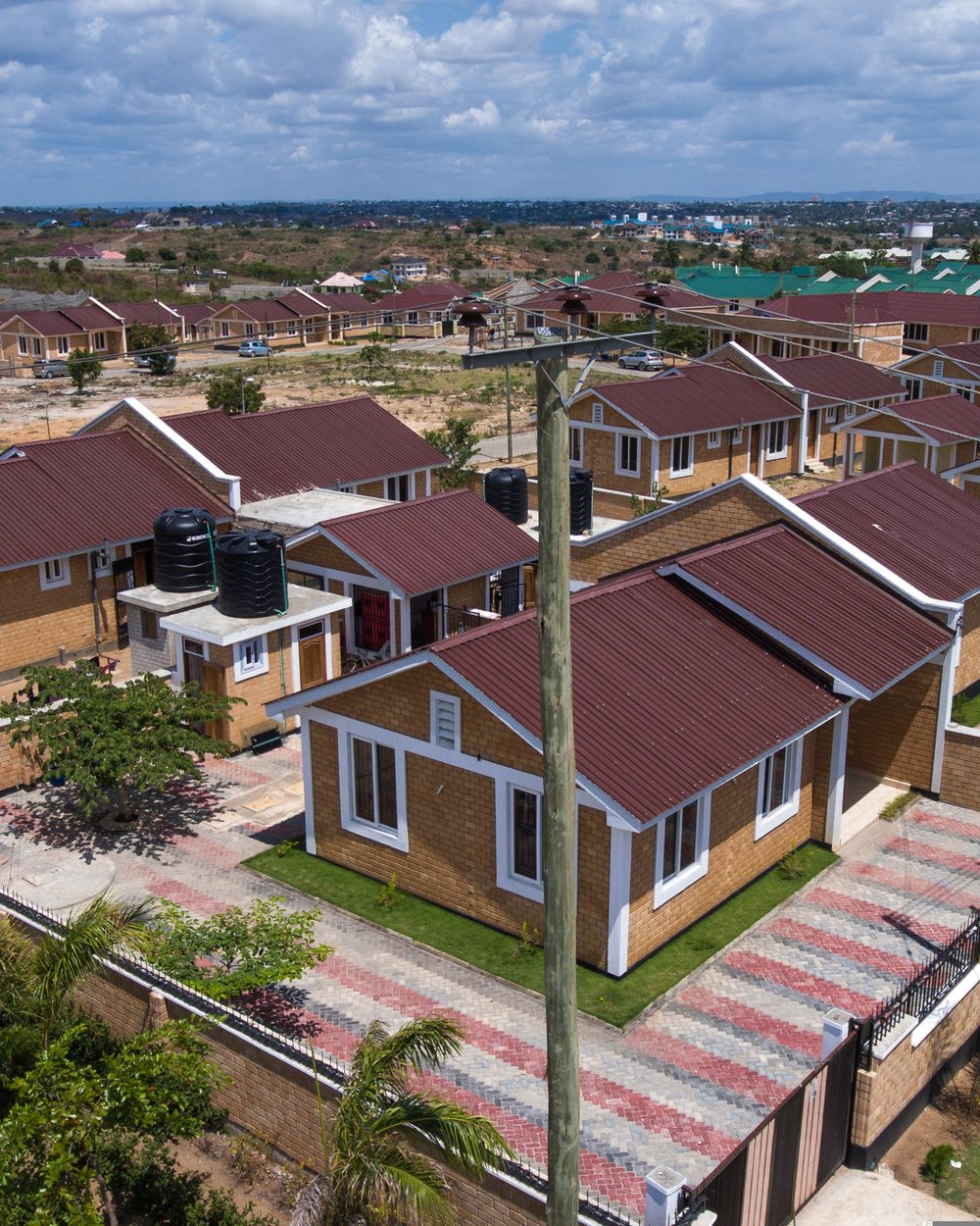 Completed NHC affordable housing units at Kibada, Kigamboni seen from above