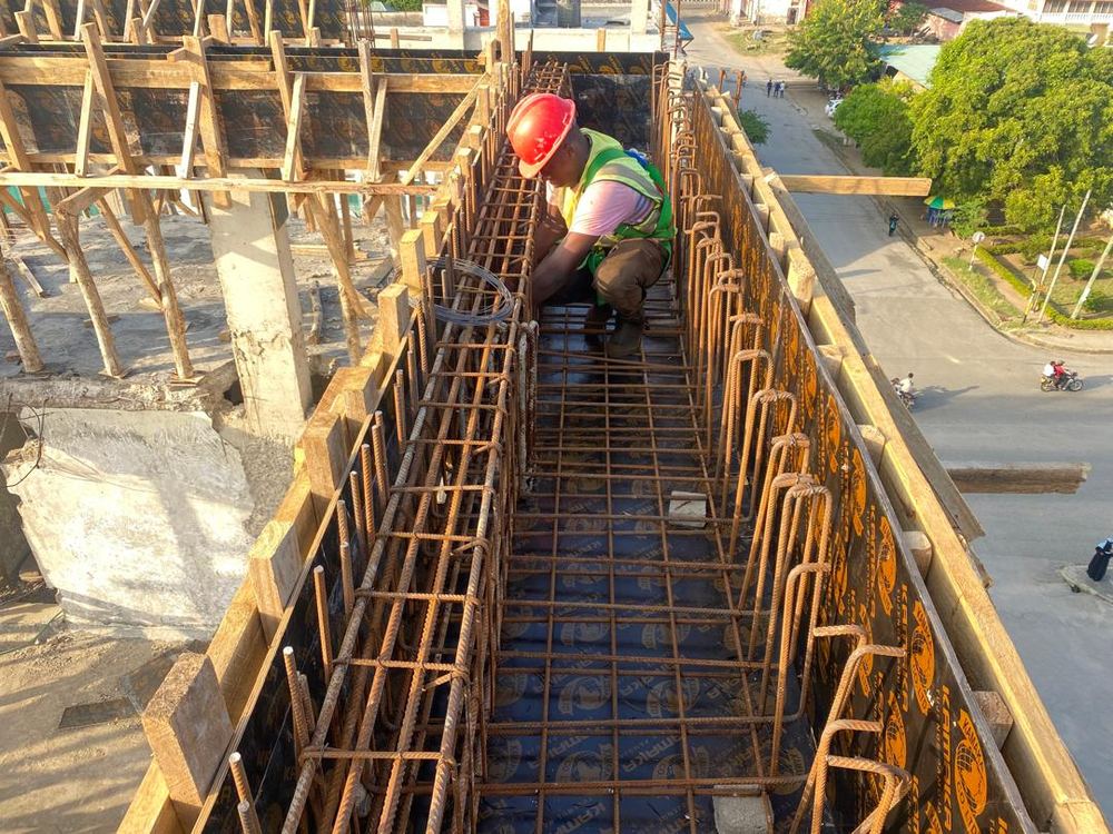 Reinforcement works in progress at the TRA Tanga project