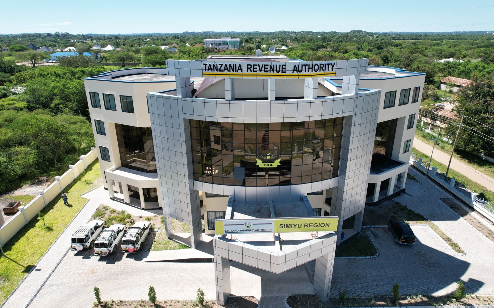 Aerial view of the completed TRA Simiyu Regional Office and its compound