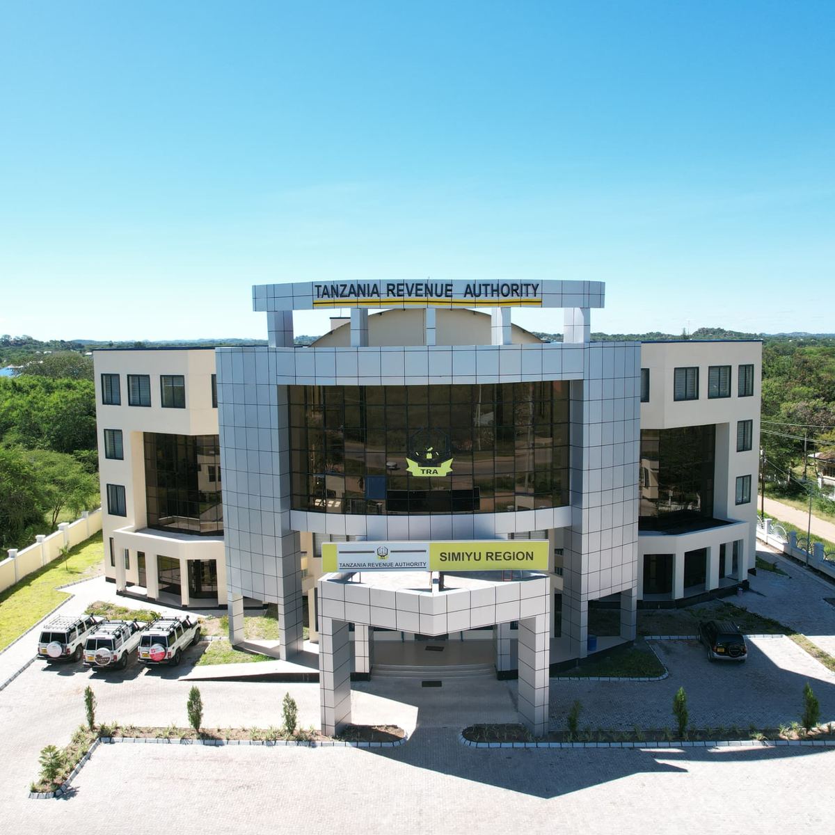 Front elevation of the TRA Simiyu Regional Office with the main entrance canopy